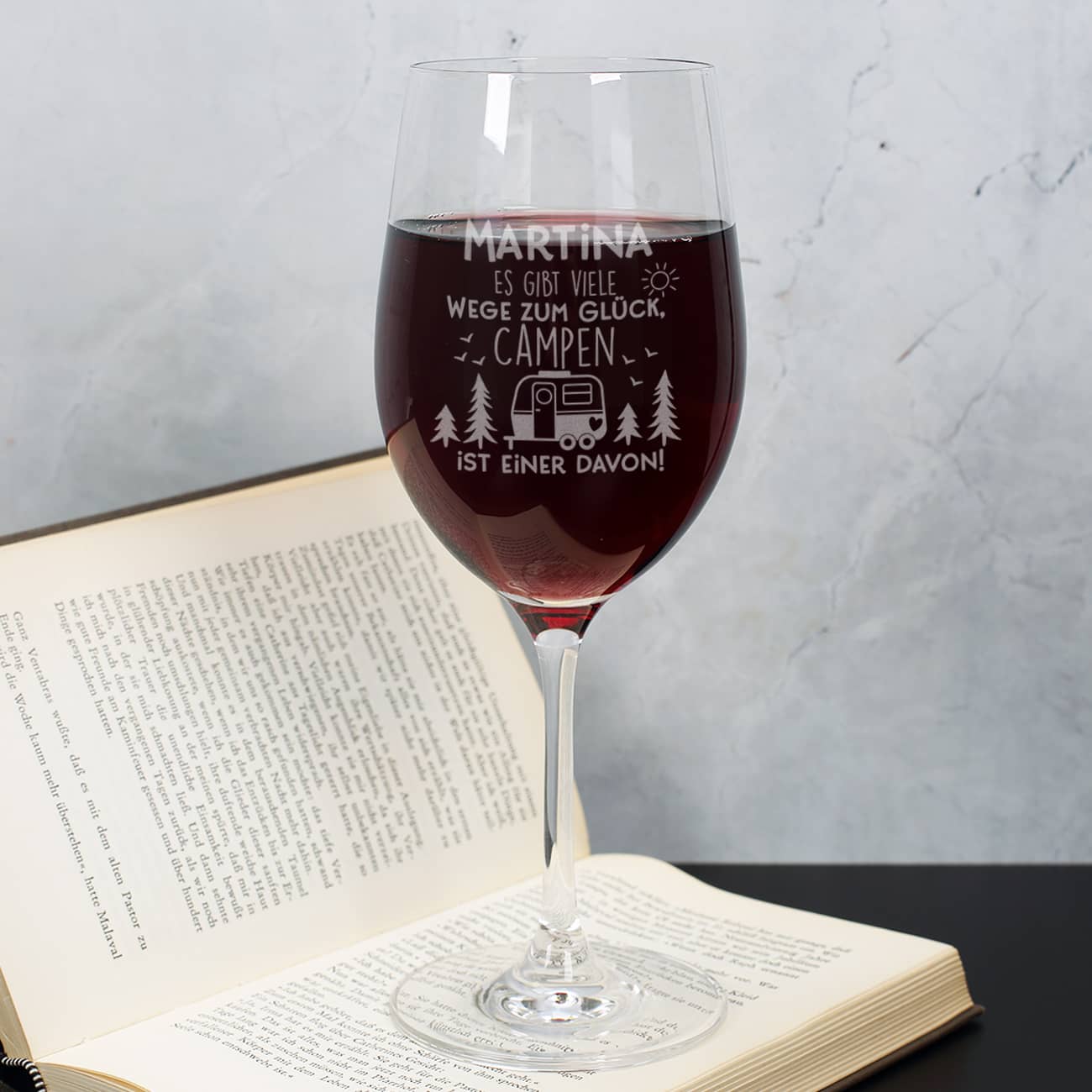 Persönlich graviertes Weinglas für Camper