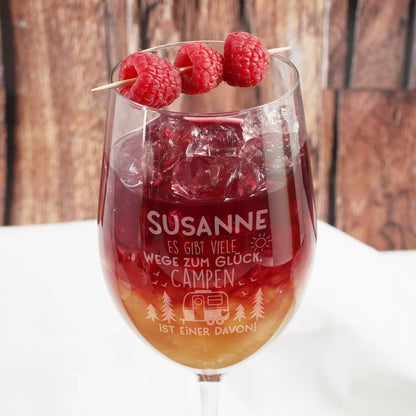 Mit Name personalisiertes Weinglas