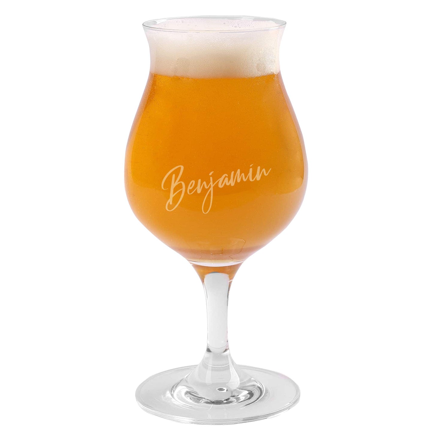 Namensgravur aus Pilstulpenglas