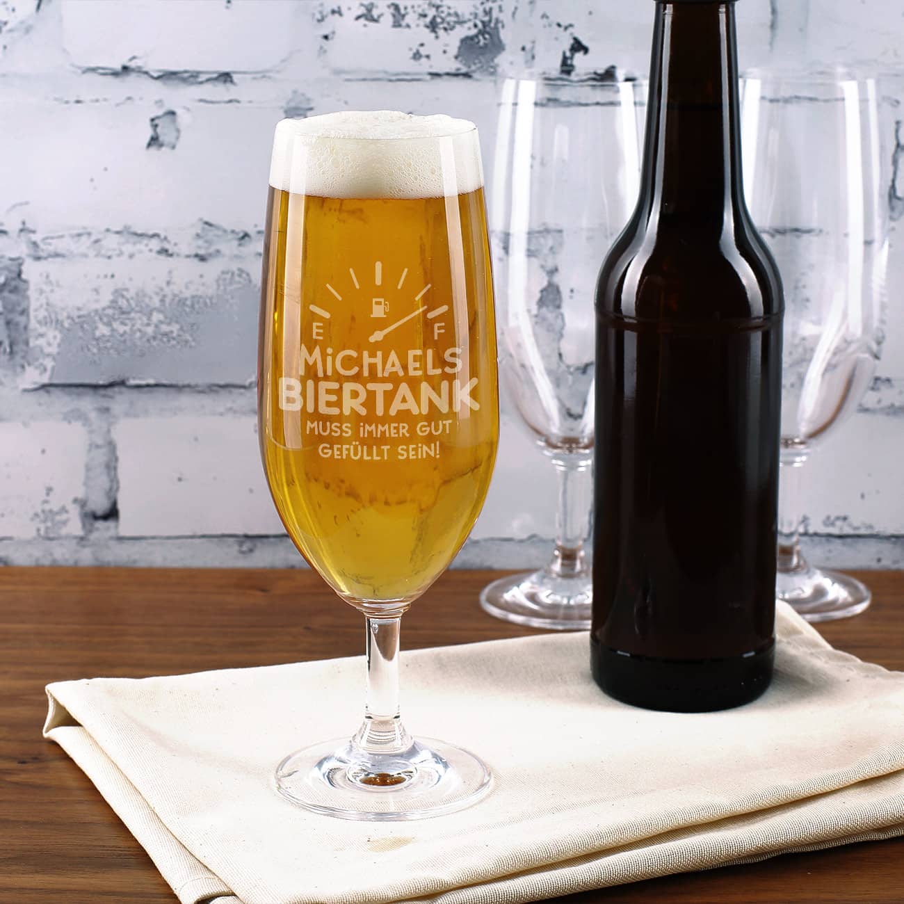 Pilsglas "Biertank" mit Namensgravur