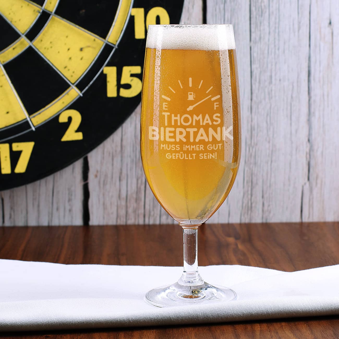 Pilsglas "Biertank" mit Namensgravur