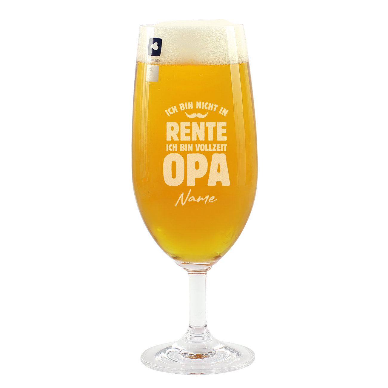 Personalisiertes Bierglas zur Rente "ich bin Vollzeit Opa" mit Name