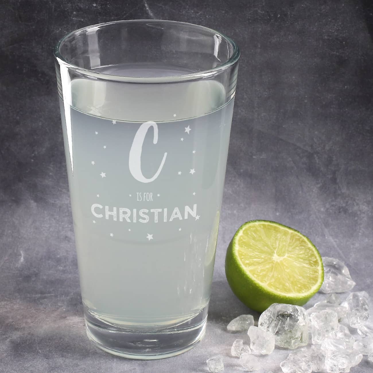 Stapelbares Leonardo Trinkglas mit Name und Initiale