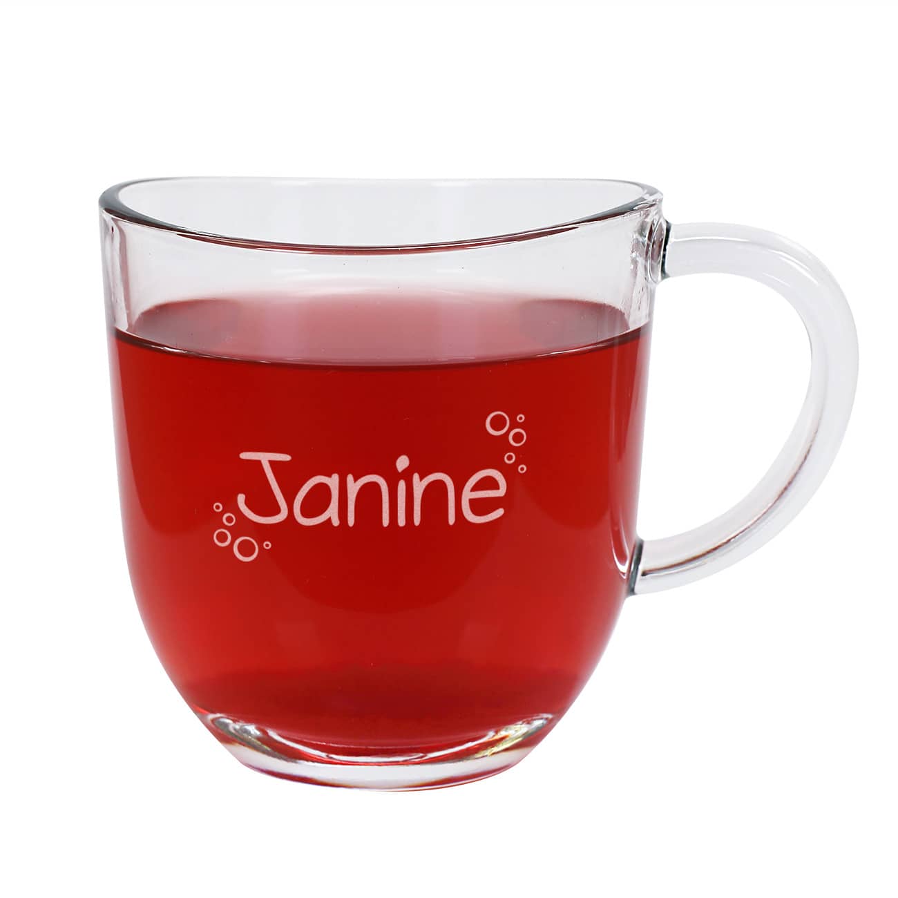 Teeglas mit Namensgravur und Kreisen