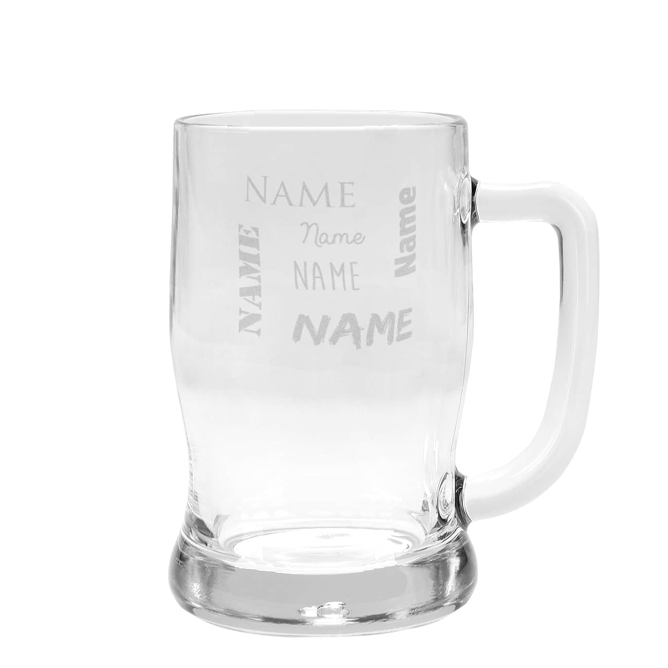 Bierseidel mit Name in verschiedenen Schriften