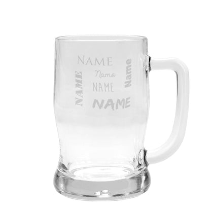 Bierseidel mit Name in verschiedenen Schriften