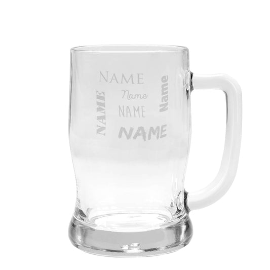 Bierseidel mit Name in verschiedenen Schriften