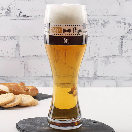 Bedrucktes Weizenglas mit Hosenträgern