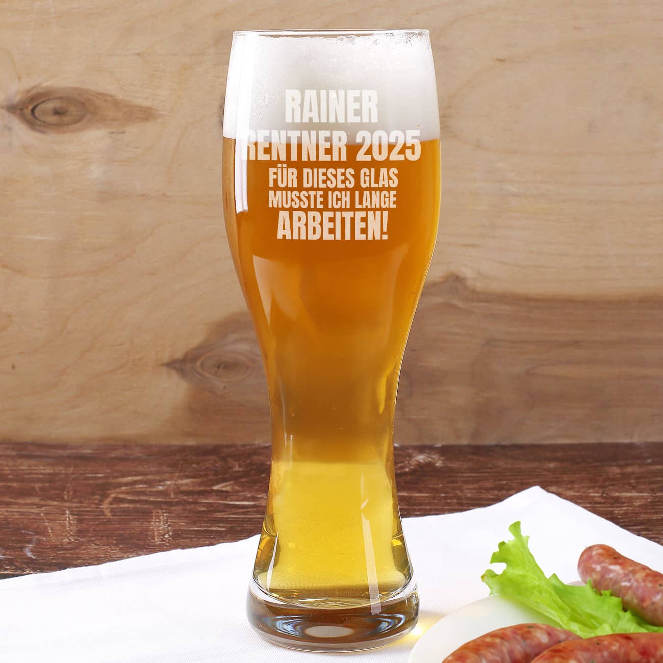 Für dieses Glas musste ich lange arbeiten! - Weizenglas als Geschenk für Rentner in 2 Größen