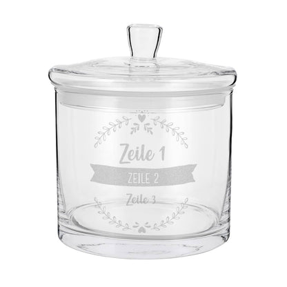 Leonardo Glasdose mit drei Zeilen Wunschtext