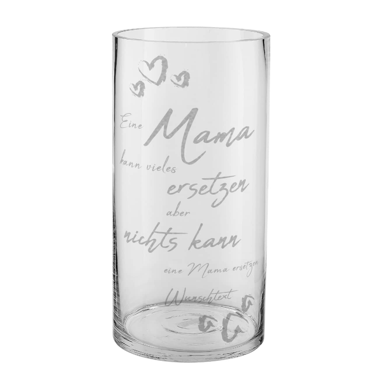 Glasvase mit Spruch und Wunschtext graviert zum Muttertag