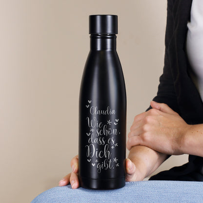 Wie schön, dass es Dich gibt. - Thermosflasche in zwei Farben mit Namensgravur