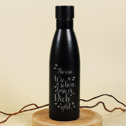 Wie schön, dass es Dich gibt. - Thermosflasche in zwei Farben mit Namensgravur