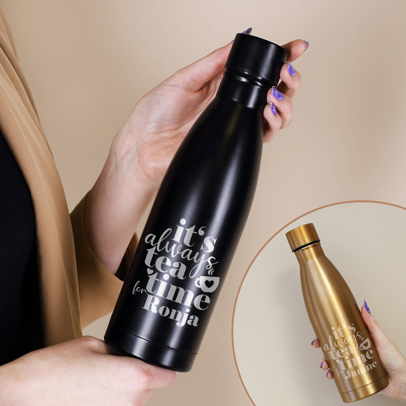 Thermosflasche - it's always tea time for - mit Namensgravur