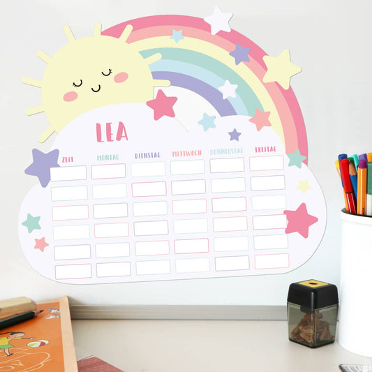 Stundenplan Regenbogen in Pastellfarben mit Name