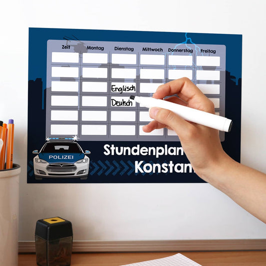 Polizei-Stundenplan mit magnetischer Rückseite