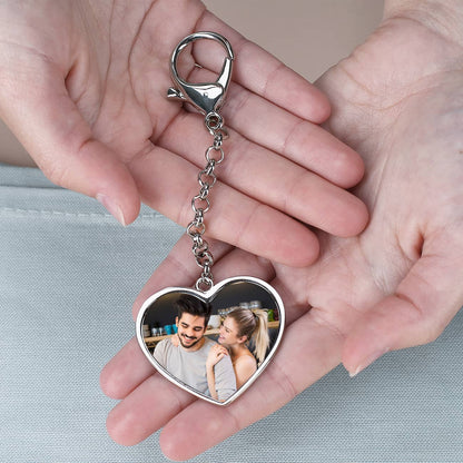2-seitiger Schlüsselanhänger zur Hochzeit mit Foto, Namen und Datum