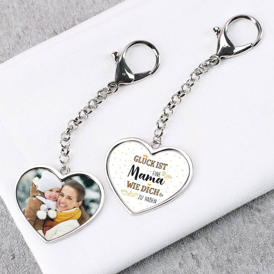 Herz-Schlüsselanhänger für die beste Mama mit einem Foto nach Wahl