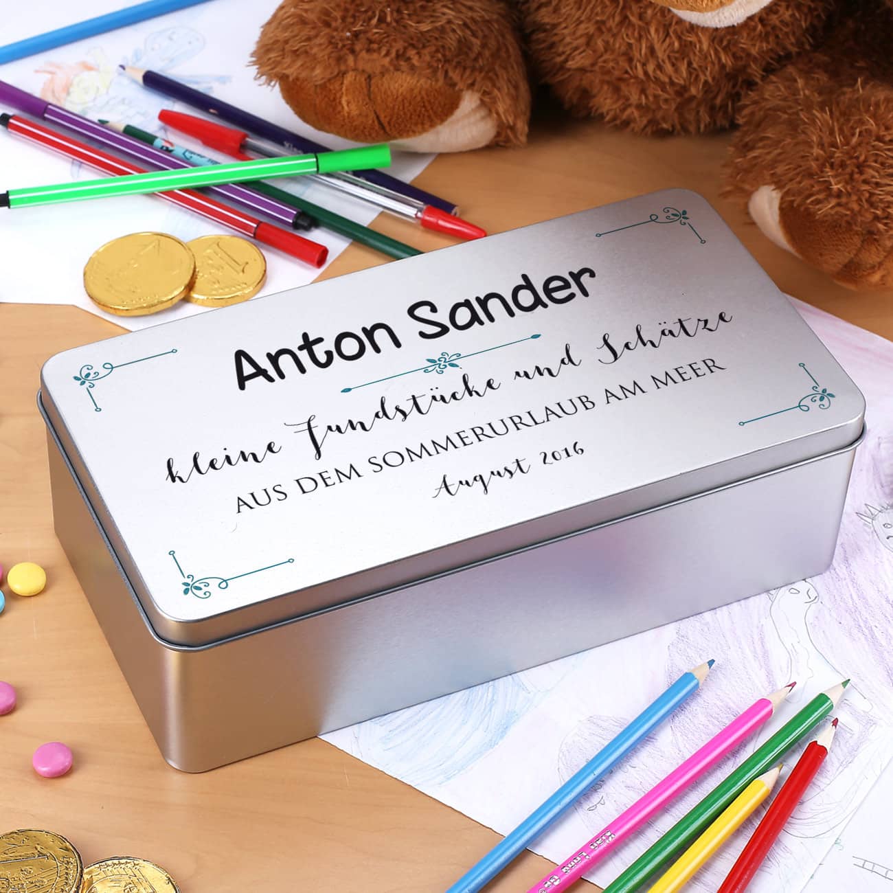 Geschenkdose mit ihrem Wunschtext persönlich bedruckt