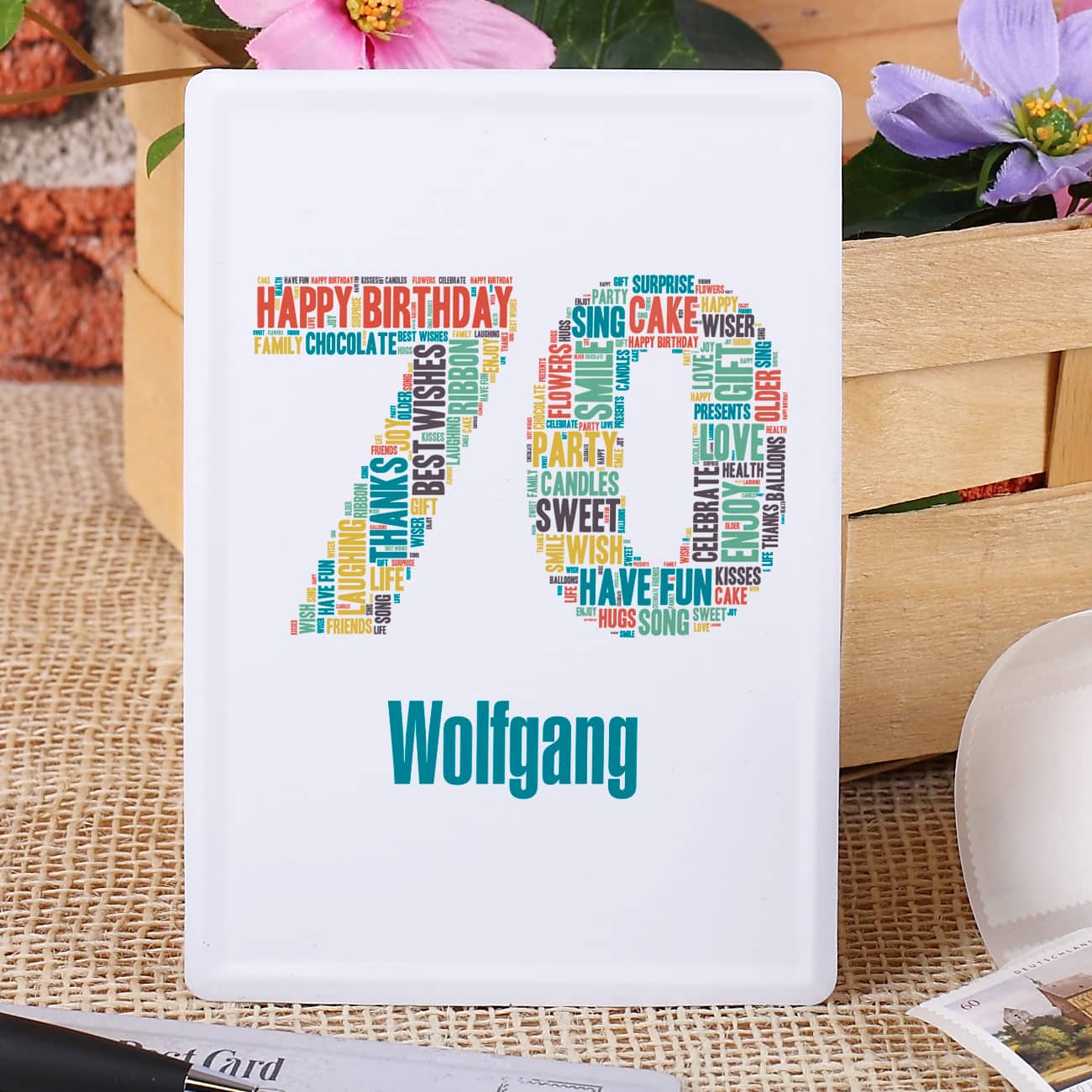 Blechpostkarte zum 70. Geburtstag