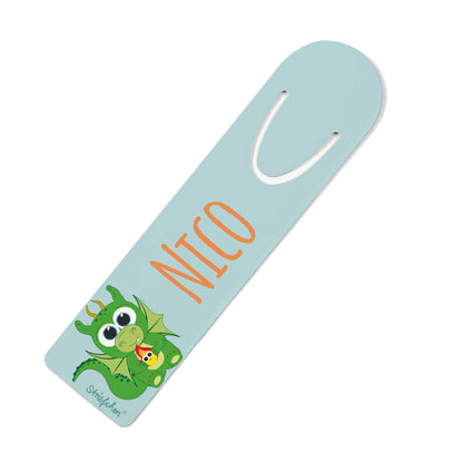 Lesezeichen mit Drache und Name