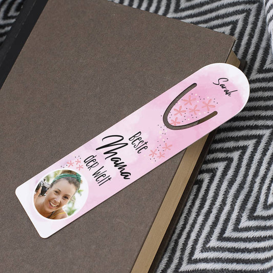 Lesezeichen mit Foto und zwei Wunschtexten "Beste ... der Welt"