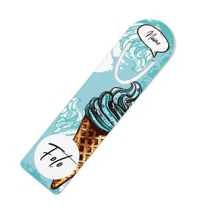 Metall-Lesezeichen mit Foto, Name und Eismotiv