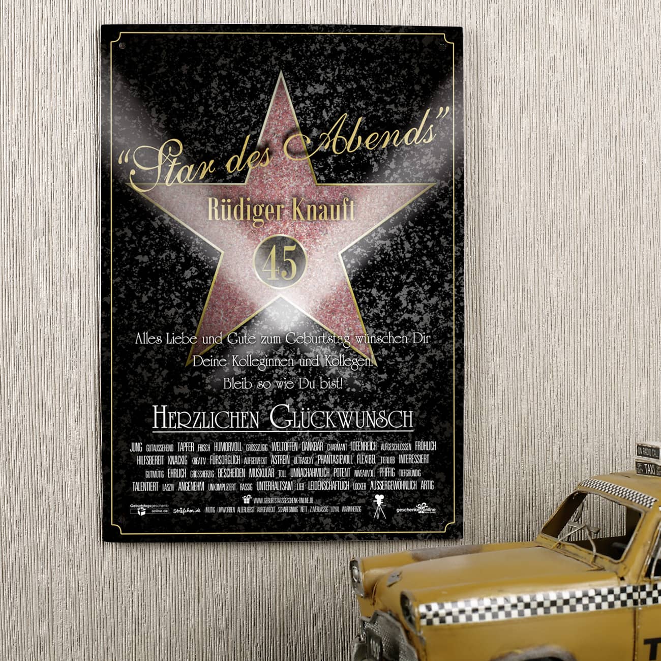 Star des Abends Blechschild mit Personalisierung