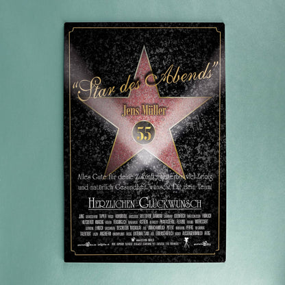 Blechschild mit Aufdruck Star des Abends Walk of Fame
