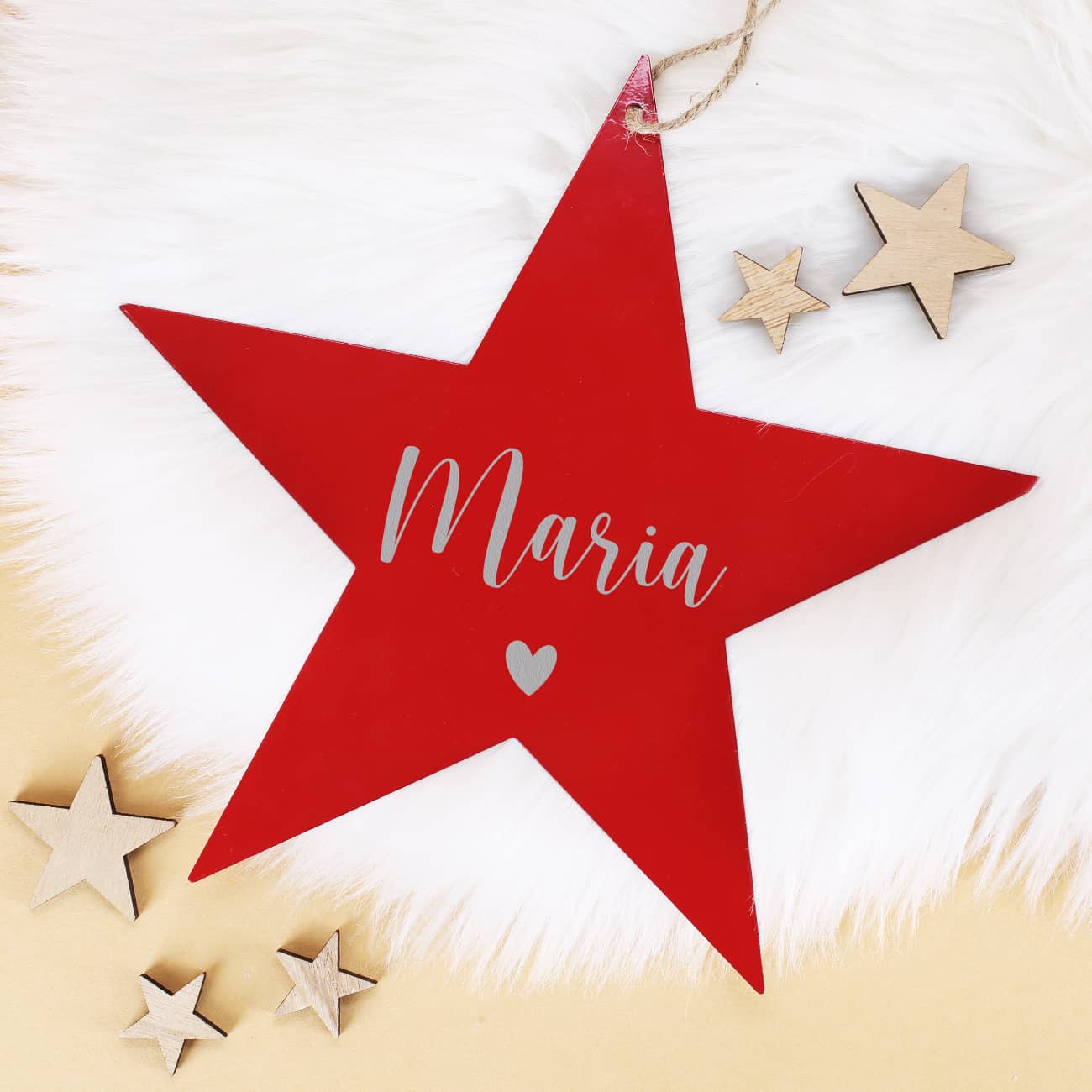 Persönliche Namensgravur auf Metallstern