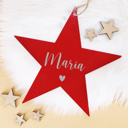 Persönliche Namensgravur auf Metallstern