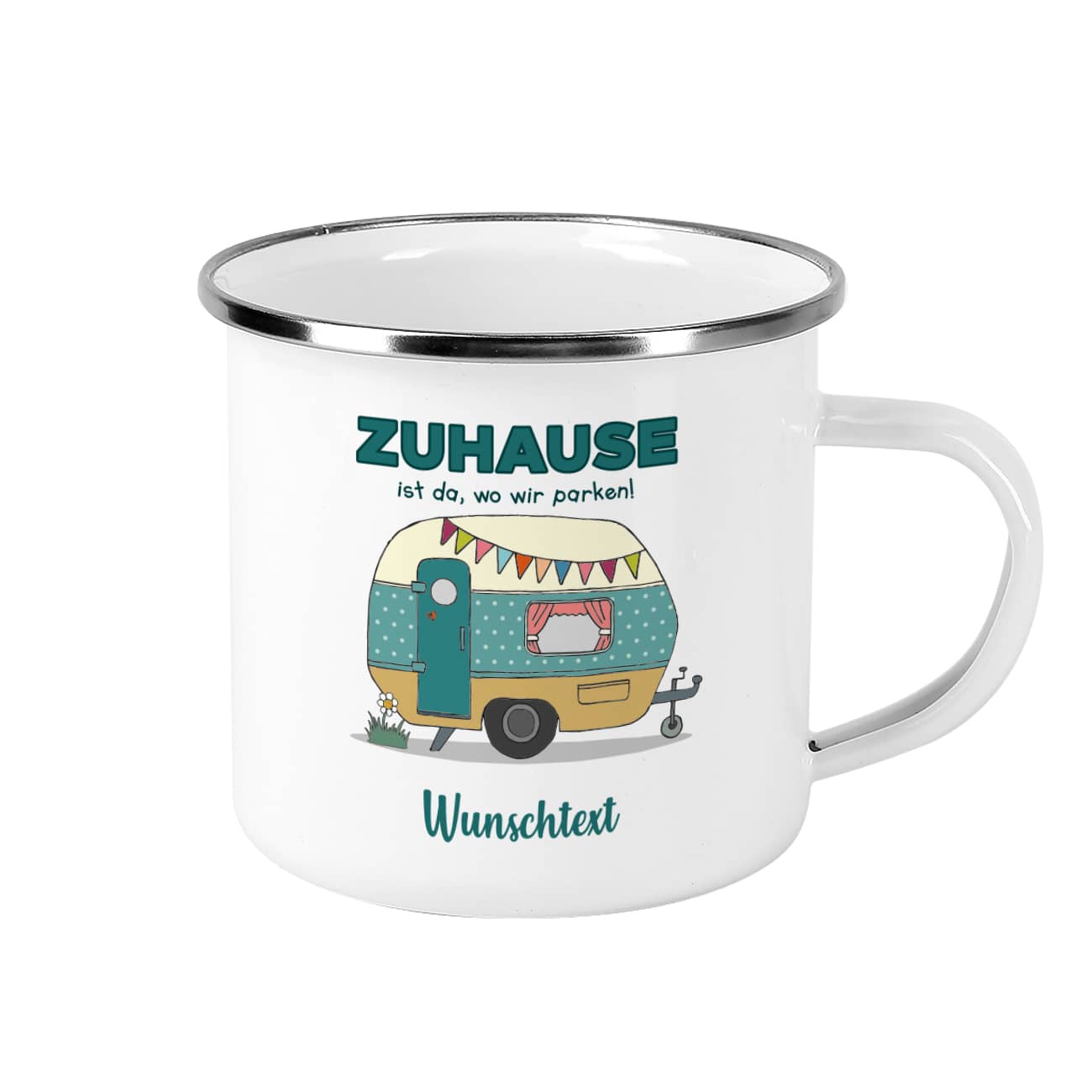 Zuhause ist da, wo wir parken - Emailletasse