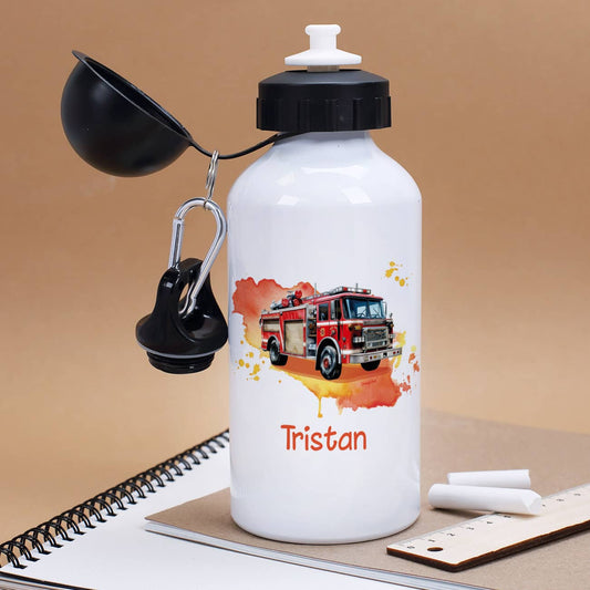 Aluminium-Trinkflasche mit Feuerwehr-Motiv und Name