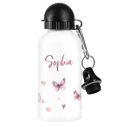 Personalisierte Trinkflasche für Mädchen mit Schmetterlings-Motiv | Für Schule & Kindergarten
