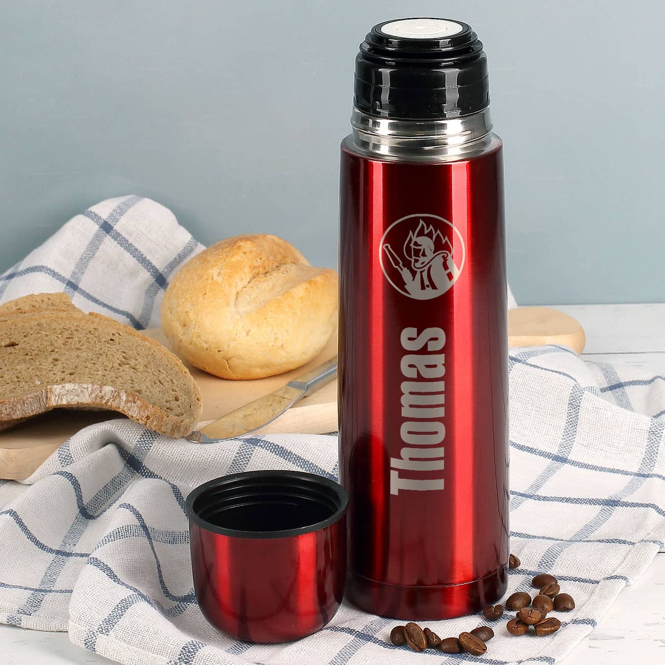 gravierte Thermoskanne mit Ihrem Wunschnamen