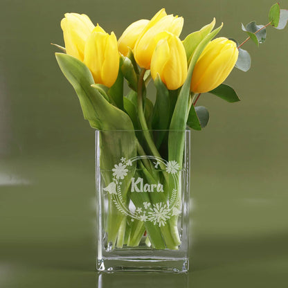 personalisierte Vase mit Blumen-Motiv