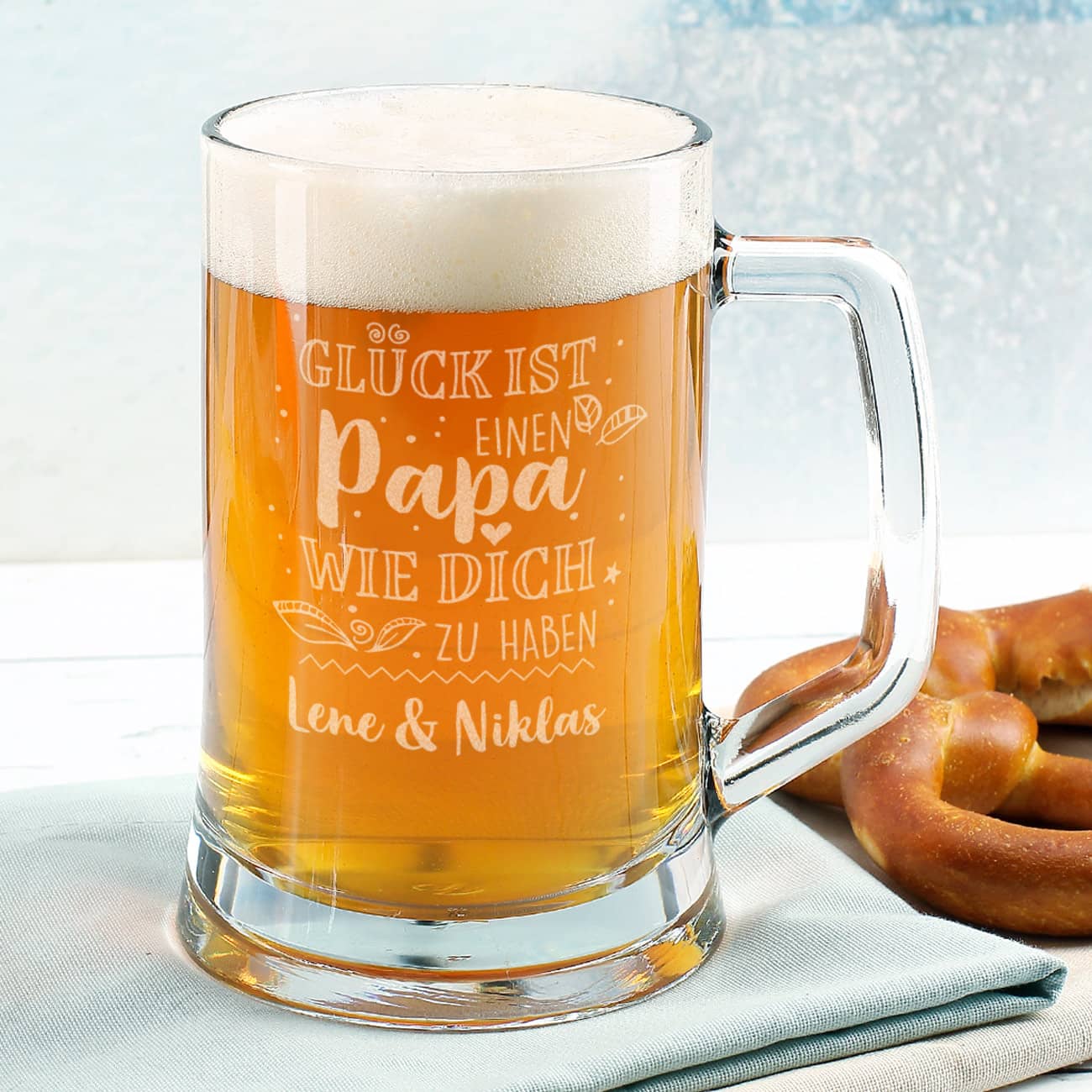 Glück ist, einen Papa wie dich zu haben - Bierkrug mit Gravur