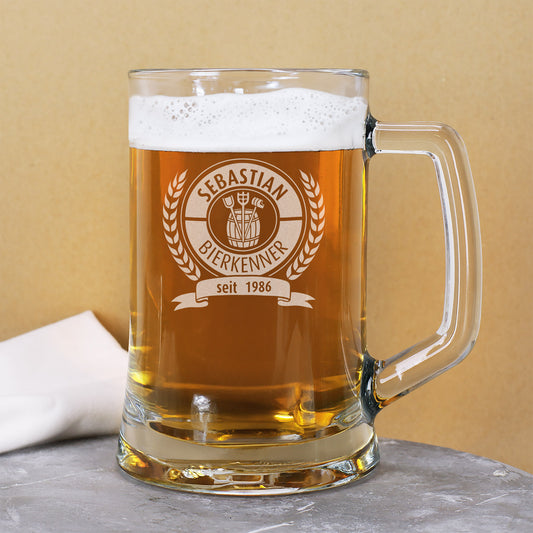 Bierseidel graviert mit Name und Jahr für echte Bierkenner