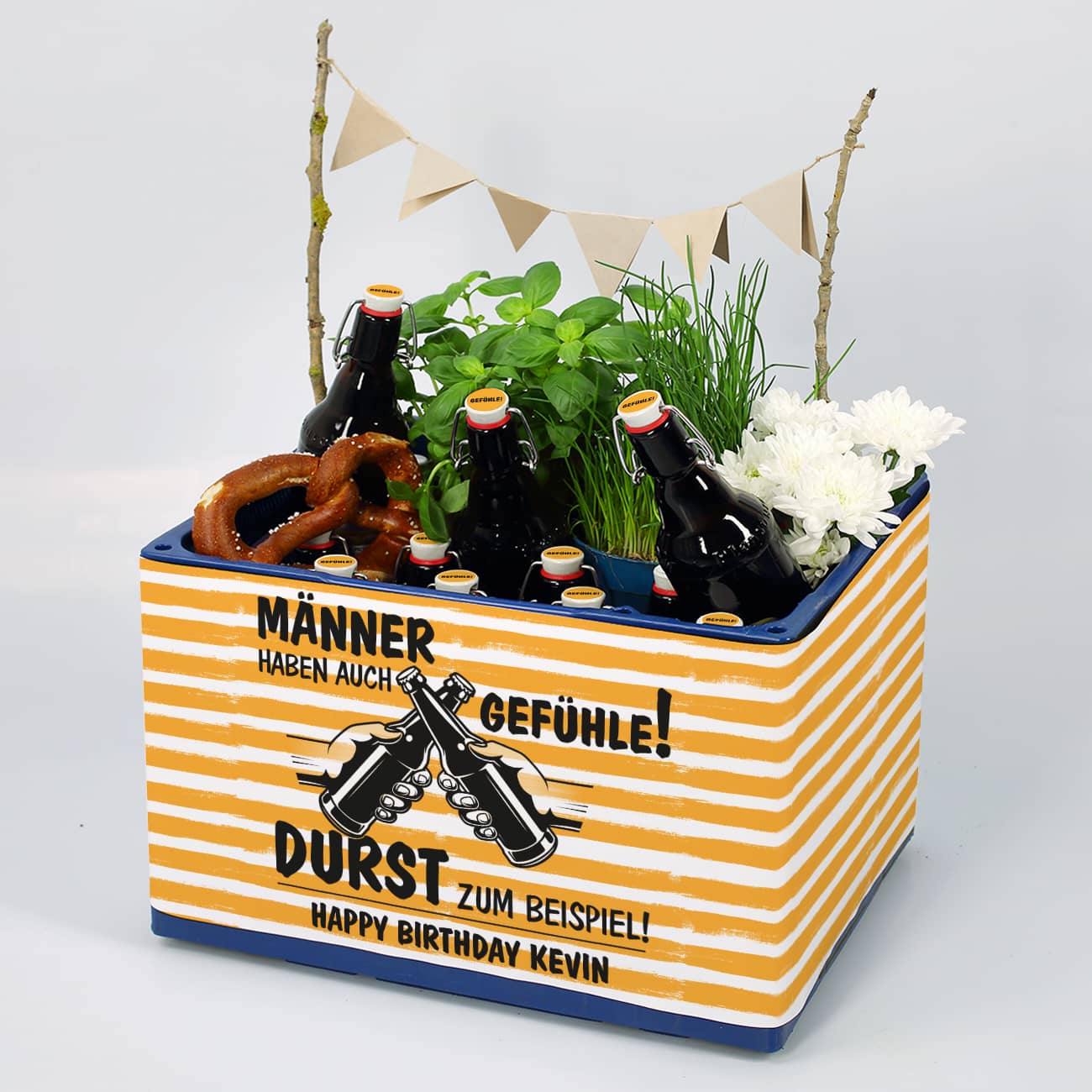 Banderole für Bierkasten für Männer mit personalisiertem Text