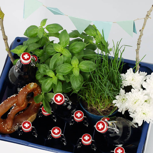 DIY-Set für Bierkästen mit Banderole und Aufklebern