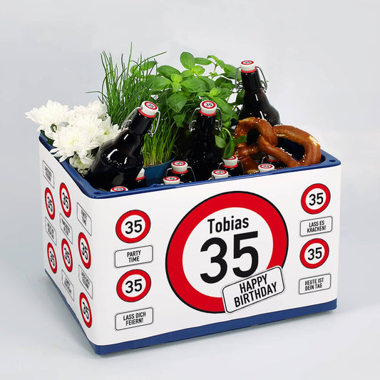 Geburtstagsbier Bierkasten-Banderole mit Verkehrszeichen zum Geburtstag