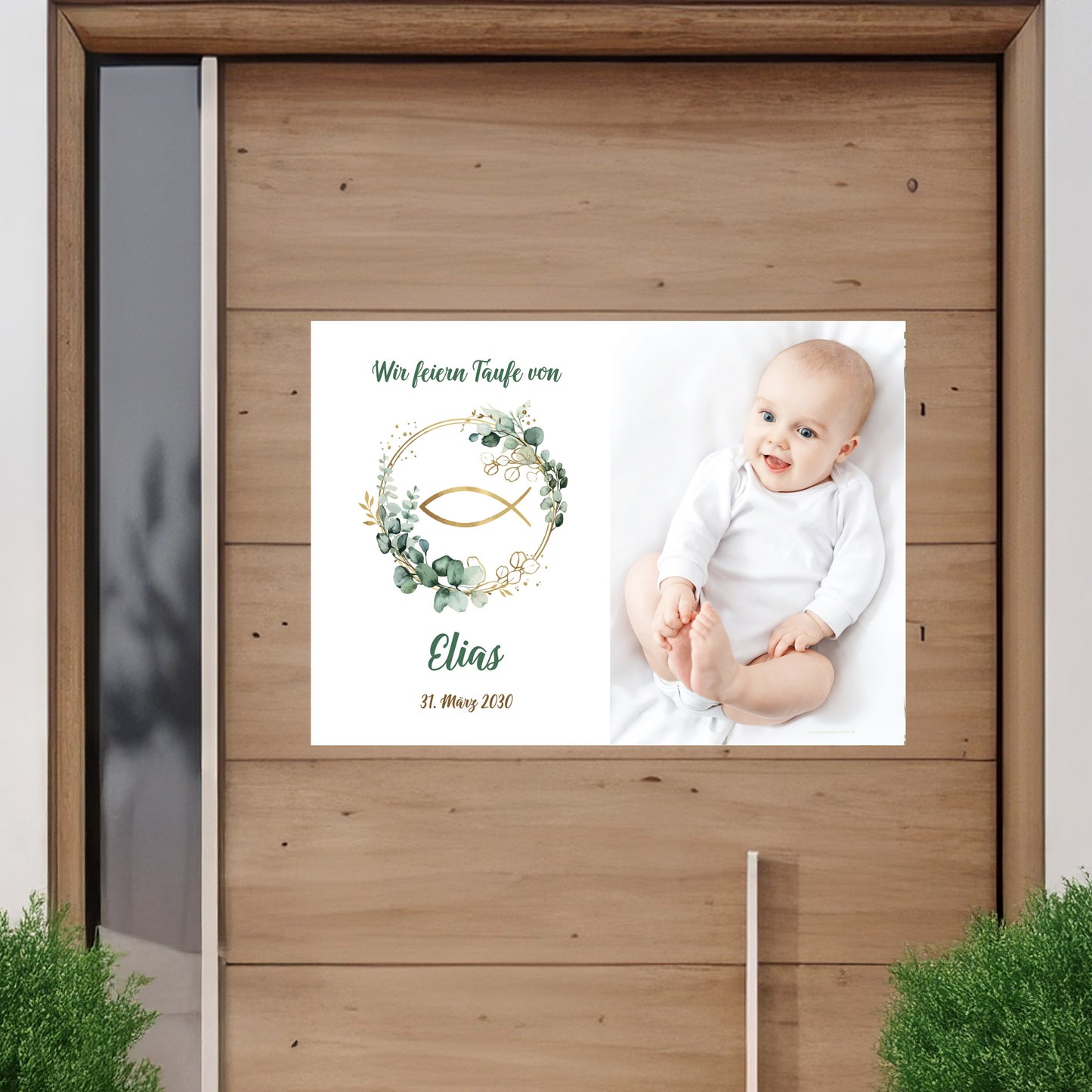 Personalisiertes Banner mit Foto zur Taufe, Kommunion, Konfirmation oder Firmung | Eukalyptus Design