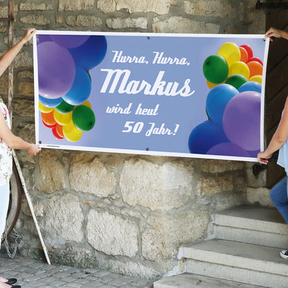 XXL Geburtstagsbanner mit Luftballons