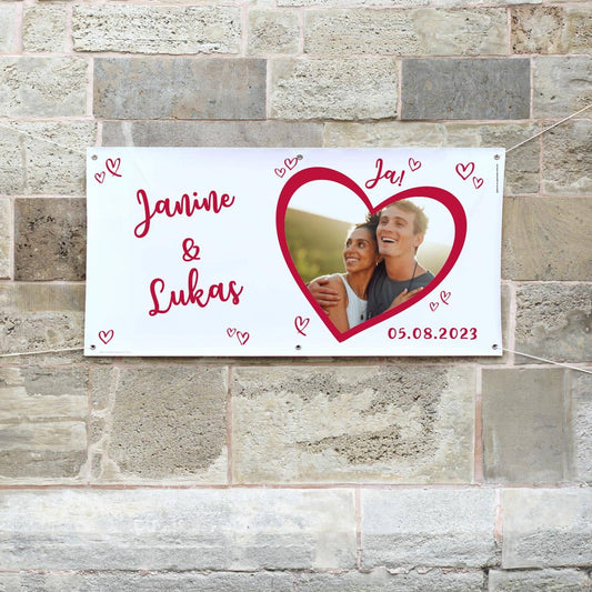 Romantisches Banner für die Hochzeit mit Foto