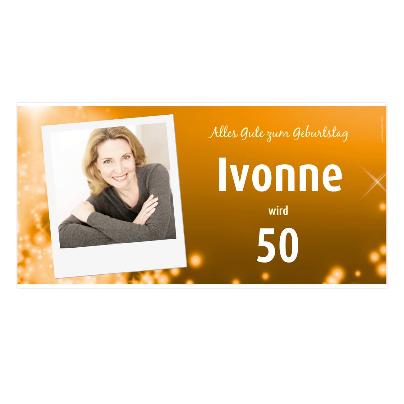 Fotobanner "Alles Gute zum Geburtstag" in orange mit Name und Alter