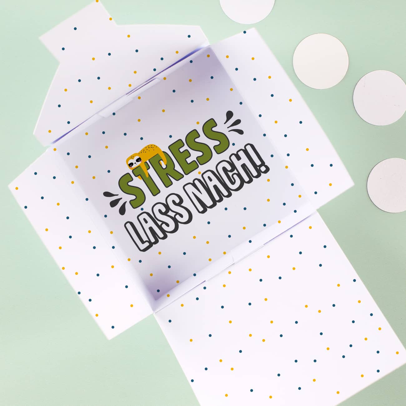 Innen Schriftzug "Stress lass nach"