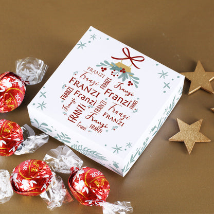 Weihnachtsgeschenk Lindorkugeln Schokolade in Geschenkbox mit Name