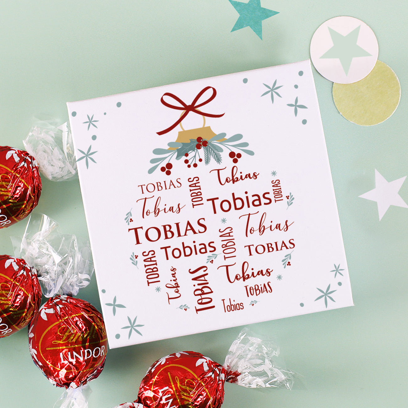 Eine persönliche Kleinigkeit zu Weihnachten - Faltschachtel mit 4 Lindorkugeln