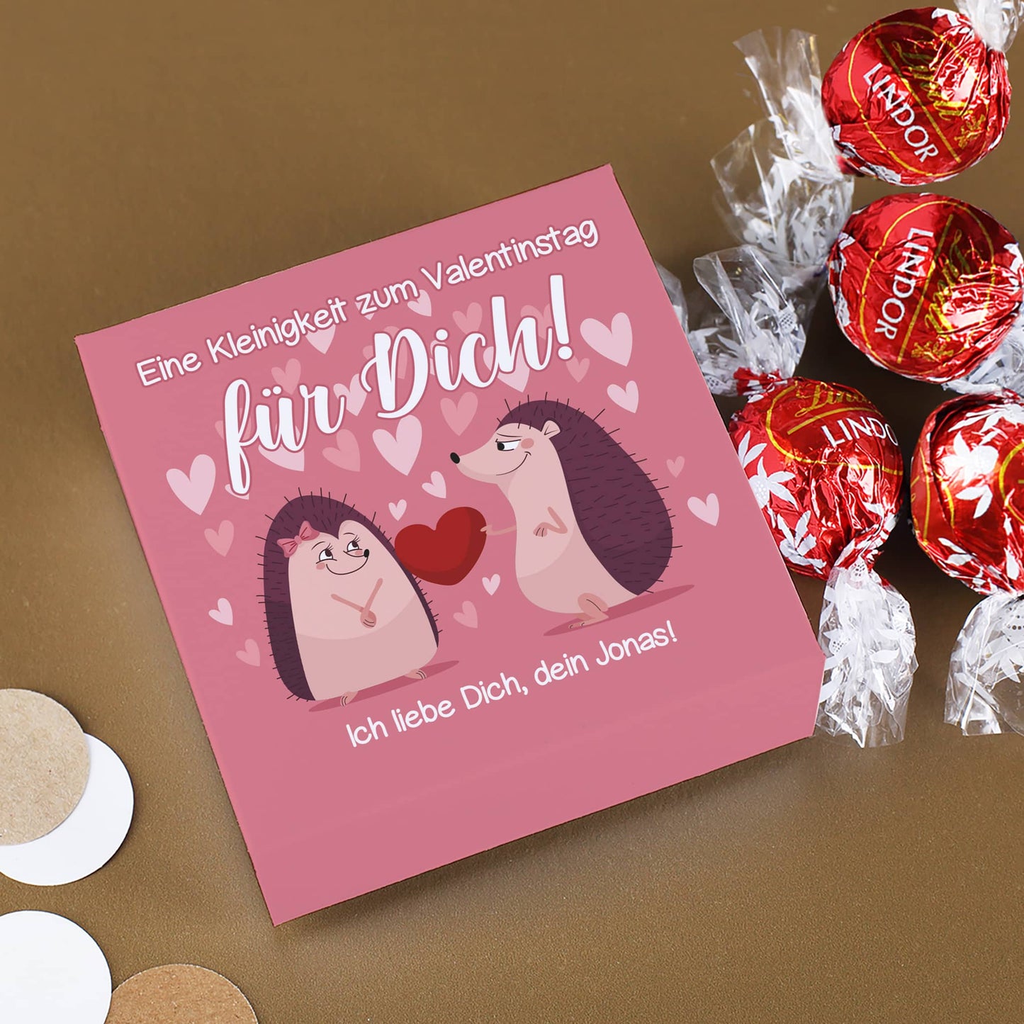 Eine Kleinigkeit zum Valentinstag - 4 Lindorkugeln in persönlich bedruckter Verpackung
