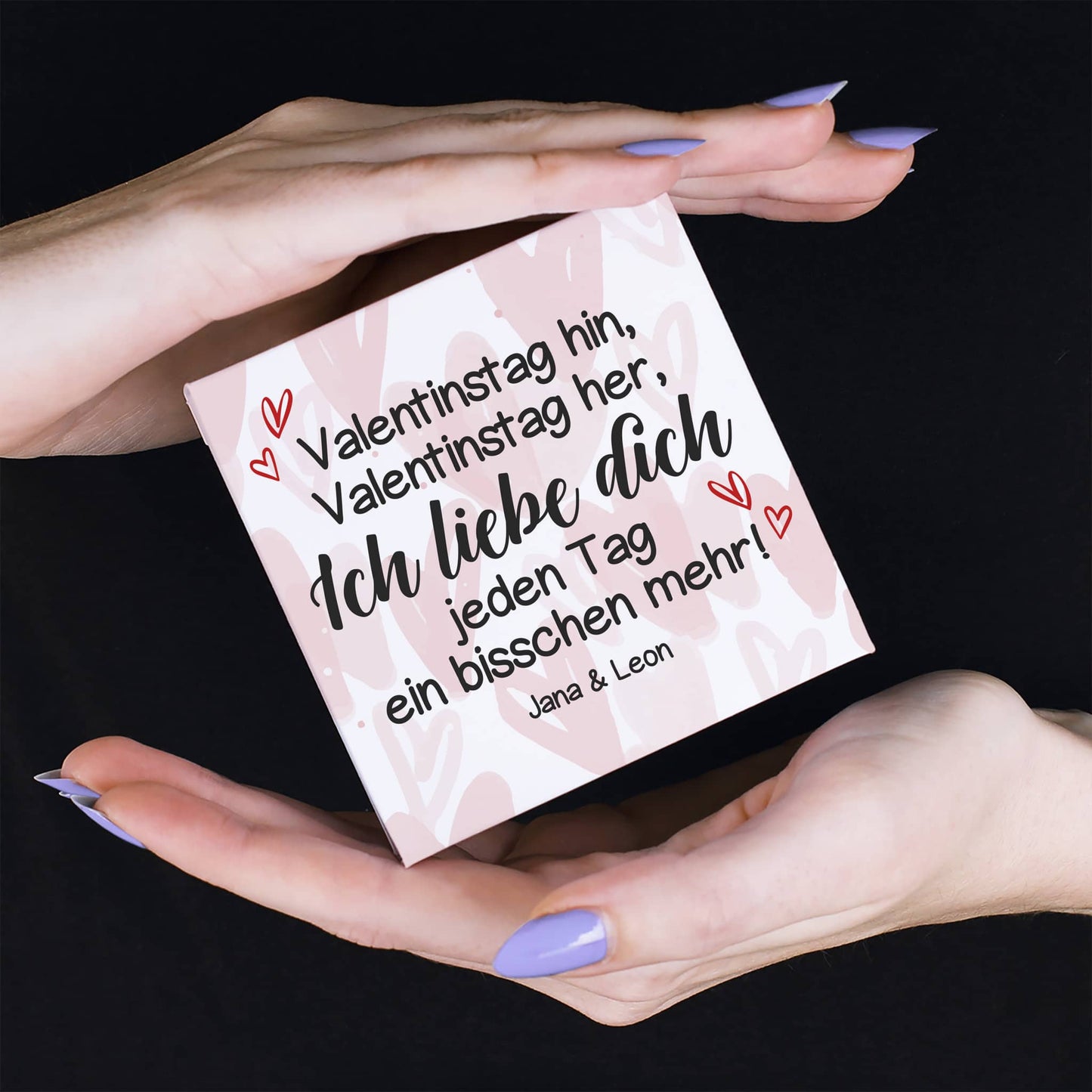 Ich liebe dich jeden Tag ein bisschen mehr!- 4 Lindorkugeln in persönlich bedruckter Verpackung